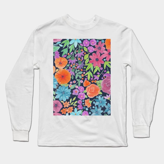 Floral watercolor pattern Long Sleeve T-Shirt by katerinamk